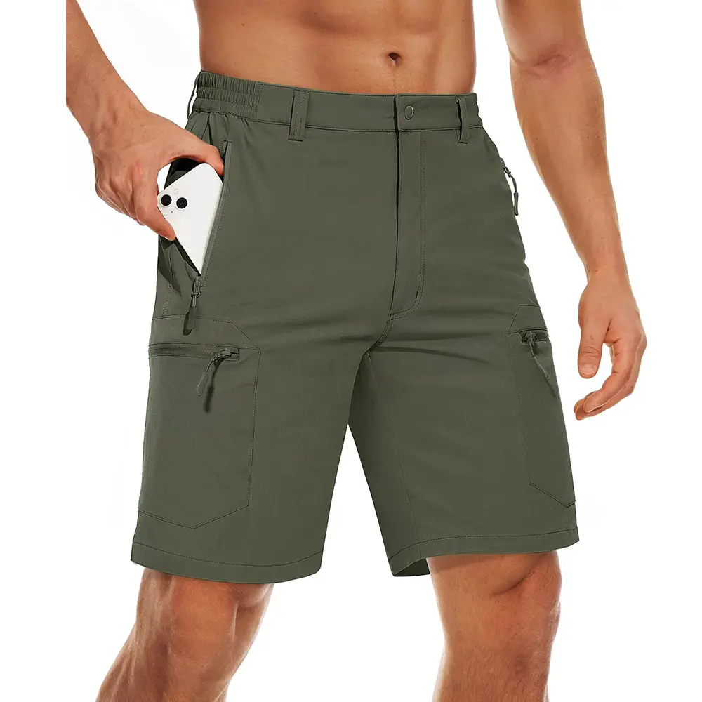 Men's Hiking Shorts 5 Zipper Pockets Ripstop Quick Dry Lightweight Summer Shorts for Work Camping Travel