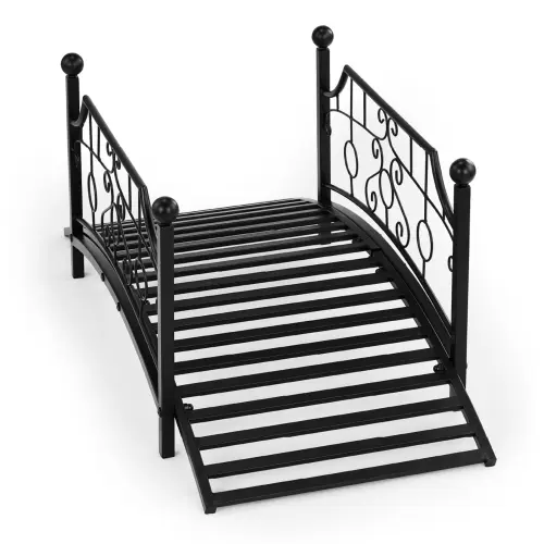 3.3ft Black Iron Garden Bridge w/ Round Ball