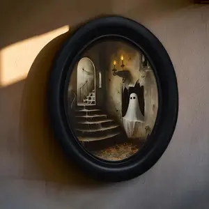 Halloween Ghost Castle Wall Art Decor, 2D Flat Design for Home & Office Decoration, Perfect Room Accent Piece for Festive Season, Artwork