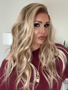 AISOM Selina Warm Blonde Long Wave Free Part Lace Front Wig 22" Heat Friendly Synthetic Wig Low Density Glueless Daily Use