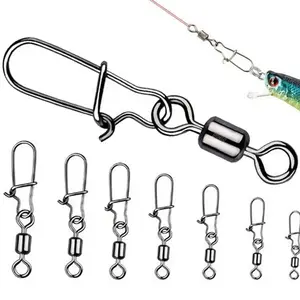100-piece pack of anti-tangling fishing swivel rings, interlocking pins, quick-release rings, rolling design, carp fishing accessories, suitable for both freshwater and saltwater fishing, available in 7 sizes from #2 to #14, Fishing Tackle
