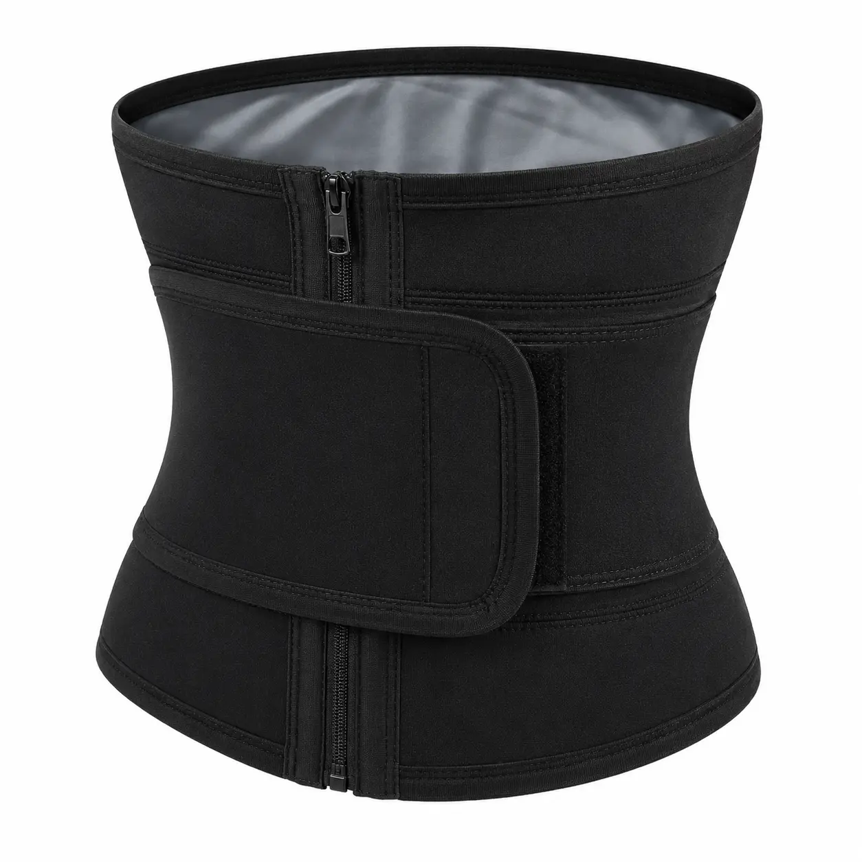 Waist training zipper sweat belt, sauna fitness waist belt, sweat-inducing waist cincher, sporty design, suitable for all seasons, simple style