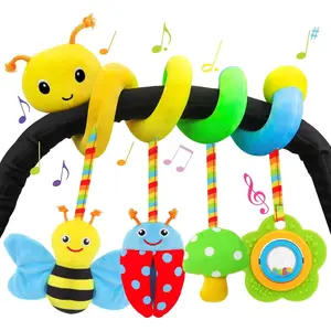 Car Seat Toys for Babies 0-6 Months Upgraded Version Spiral Car Seat & Stroller Activity Toy, Soft Plush Hanging Toys with Rattles, Best Gift for Ages 0 and Up