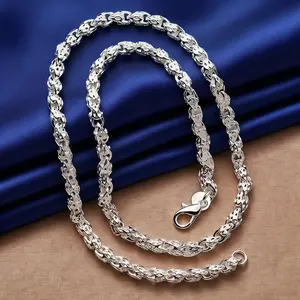 [Sterling Silver plated |   Hypoallergenic] 1pc Hypoallergenic, Nickel-Free 925 Sterling Silver plated Bamboo Chain Necklace - Fashion Jewelry for Men and Women |   Perfect Gift for Any Occasion