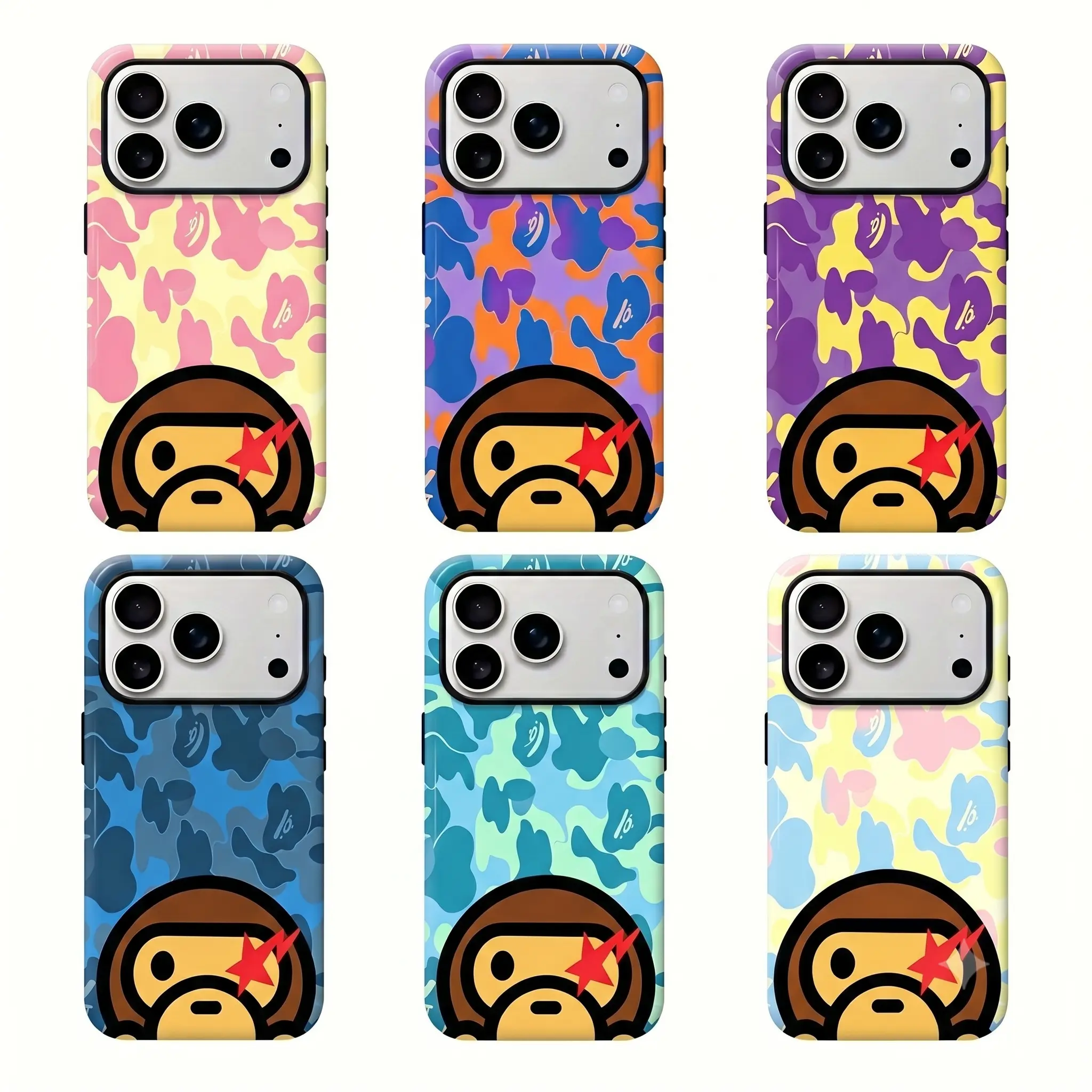 Camo Streetwear Phone Case, Iconic Camouflage Designer Protective Cover, Shockproof Anti-Fall Rugged Case for iPhone 11/12/13/14/15/16/17 Pro Max & Plus Models, Fashion Urban Tech Accessory