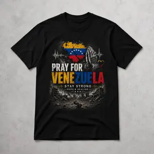 Venezuela Pray Shirt, Praying Hands Venezuela Flag Tee, Venezuelan Heritage Gift, Stand With Venezuela Unisex T-Shirt Unisex Menswear Womenswear Graphic Tops IS2 Apparel Made In The USA