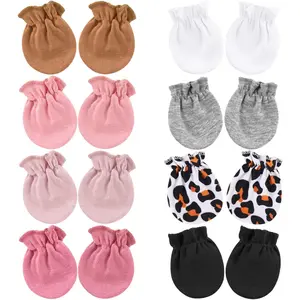 SQ-WWA002 Newborn Infant Toddler Mittens No Scratch Cotton Elastic Wrist Gloves Hypoallergenic for 0-6 Months Baby Boys Girls
