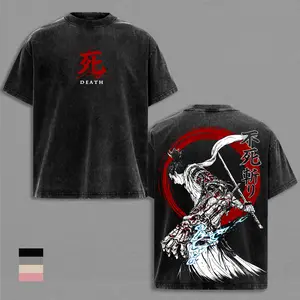Sekiro Wolf Shinobi Anime Graphic Tee Vintage Washed Shirt Unisex Streetwear Sekiro Anime Shirt Wolf Shinobi Tee Samurai Katana Anime Clothing Gift for Anime Lovers Sekiro Fans