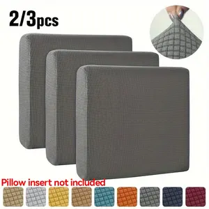 2/3pcs Thickened Corn Plush Sofa Cushion Cover Set Waffle Jacquard Sofa Covers Polar Fleece Stretch Fabric Sofa Seat Cushion Cover Solid Color Sectional Sofa Case Living Room Home