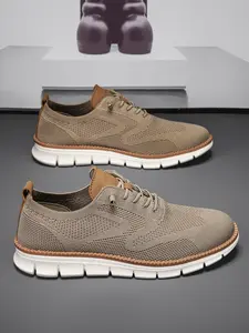 Men's Casual Sports Shoes Breathable Mesh Outdoor Sneakers, Trendy Fashion Male Footwear, All Season Flatform Low Top