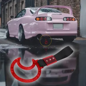 MOON RED CRYSTAL JDM TSURIKAWA RING SUBWAY TRAIN BUS HANDLE STRAP CHARM DRIFT