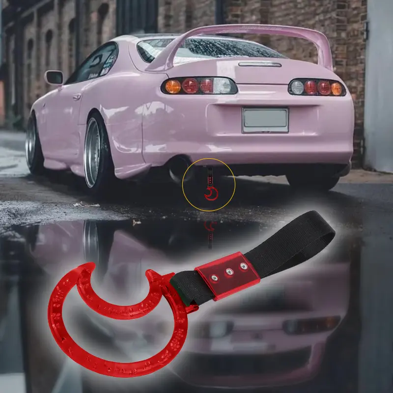 MOON RED CRYSTAL JDM TSURIKAWA RING SUBWAY TRAIN BUS HANDLE STRAP CHARM DRIFT