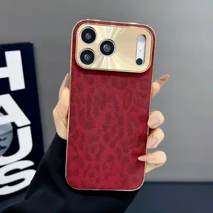 Stylish Leopard Print Electroplated Ultra-Thin Protective Case for iPhone 17/16/15/14 Pro Max