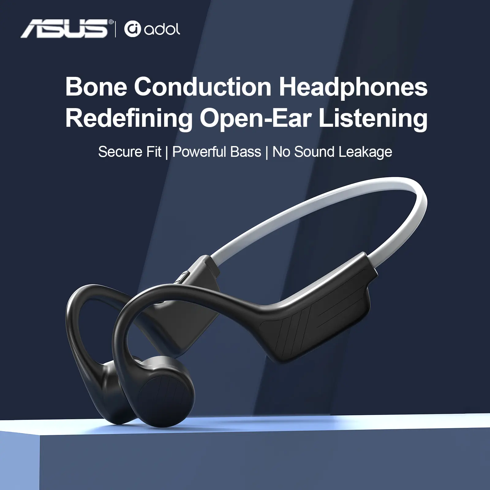 ASUS G203 Bone Conduction Audio Headphones, Open-Ear Wireless Bluetooth Earphones, Lightweight Sports Headset