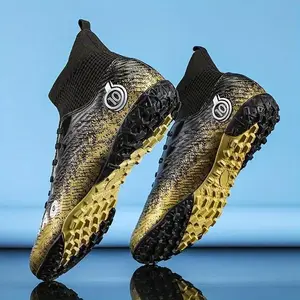 Men's High Top Turf Football Boots, Professional Outdoor Anti-skid Breathable Lace Up TF Soccer Cleats(Sports & Outdoor) preppy style