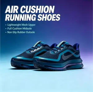 Unisex Deep Blue Gradient Cushioned Sports Trainers OceanDriftStride Shock Absorb Base For Downtown Stroll Park Workout Casual Daily Sports Outfits