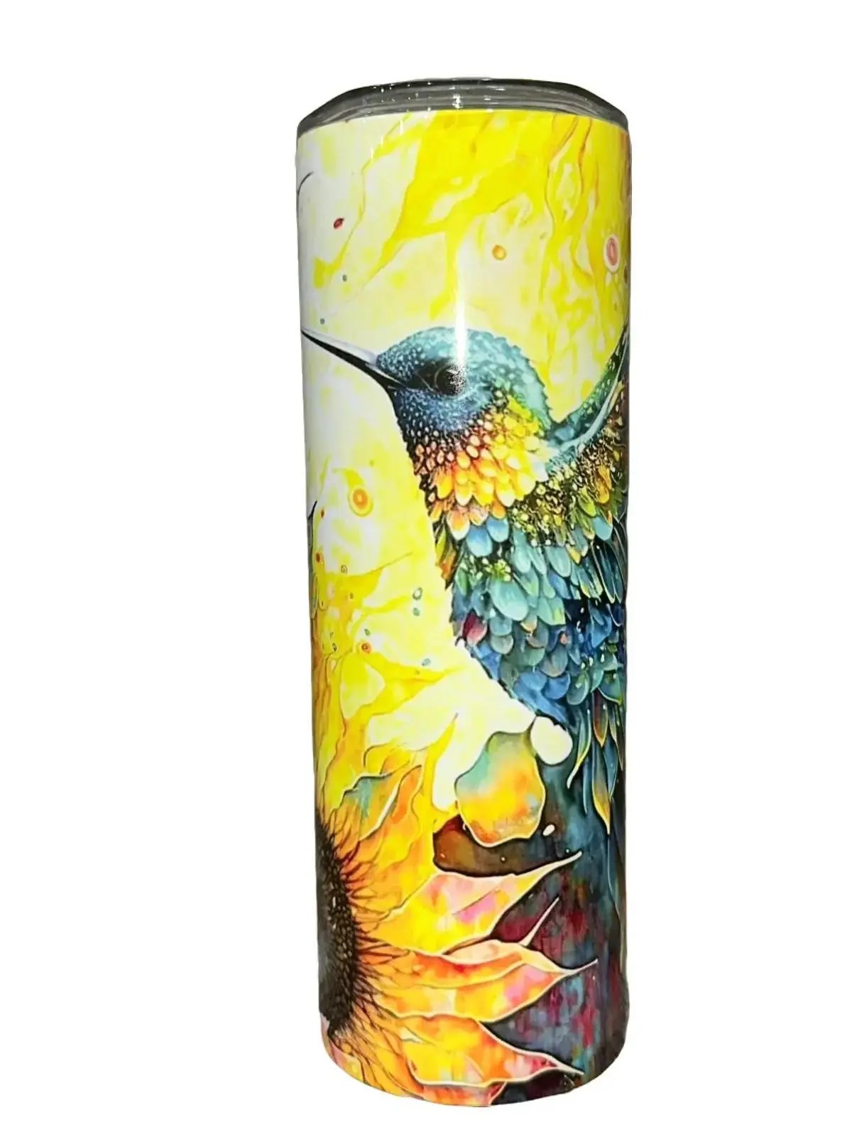 Hummingbird Sunflower - 20oz oz 20 oz. 20oz. - Skinny Straight Sublimation Tumbler - Amy's Tumbler Junkies - Your Favorite Tumbler Shop!