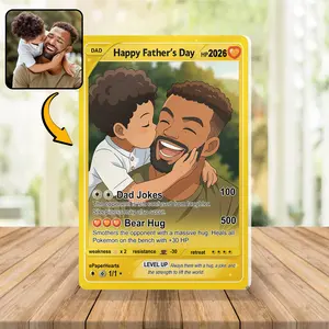 Personalized Father's Day Pokemon Card, Custom Photo Card, Unique Birthday Wedding Anniversary Gift for Dad Husband Boyfriend or Loved Ones, Gift for Him, New Dad Gift