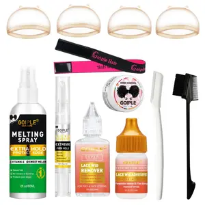 Goiple Wig Styling Kit, Wig Melt Spray, Adhesive Gel, Remover, Portable, Edge Comb, Elastic Band, Brow Knife, Beginner Friendly, Travel Set