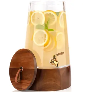 FOODLE Large Glass Drink Dispenser 1.72 Gallon Beverage Dispenser with Stainless Steel Spigot for Serving Parties Weddings & Events Leakproof Elegant Glass Construction