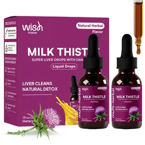 Wish Fusion Milk Thistle Drops with Dandelion Root Extract Super Liver Drops Organic Liver Support Supplement Liquid, Silymarin Milk Thistle Supplement for Liver Cleanse Detox & Repair, 30ml x 2 Pack