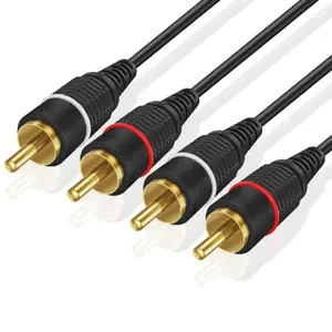 RCA Cables 3ft - Gold Plated 2RCA Male to 2RCA Male Stereo Audio Cable - 2 Channel RCA to RCA Audio Cable - Dual Shielded RCA Cable for Amplifiers, Car Audio, Home Theater, Speakers, Black