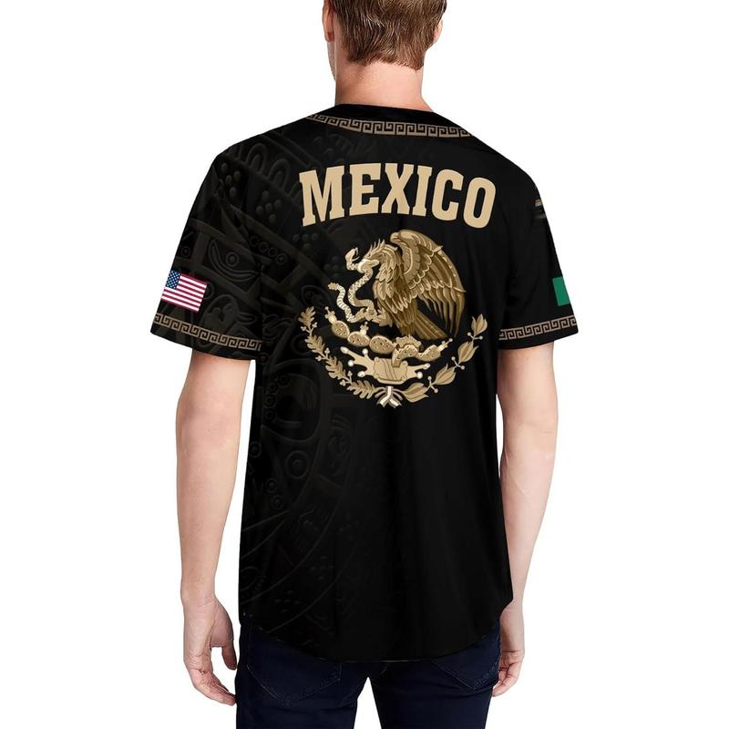 Mexico Black & Gold Baseball Jersey – Aztec Eagle Streetwear Style