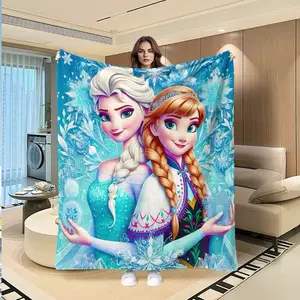 Frozen Elsa Anna Flannel Blanket, Dreamy Fairy Tale Snow Wind, Girls Bedroom Living Room TV Nap Warm Multi-Purpose Blanket