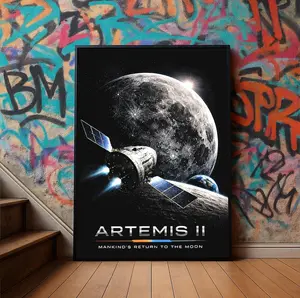 Artemis II NASA Print 2026, Moon Mission Rocket Launch Poster, Space Exploration Wall Art