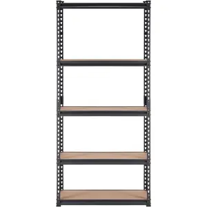 VEVOR Storage Shelving Unit, 5-Tier Adjustable, 2000 lbs Capacity, Heavy Duty Garage Shelves Metal Organizer Utility Rack, Black, 36" L x 18" W x 72" H for Kitchen Pantry Basement Bathroom Steel Set
