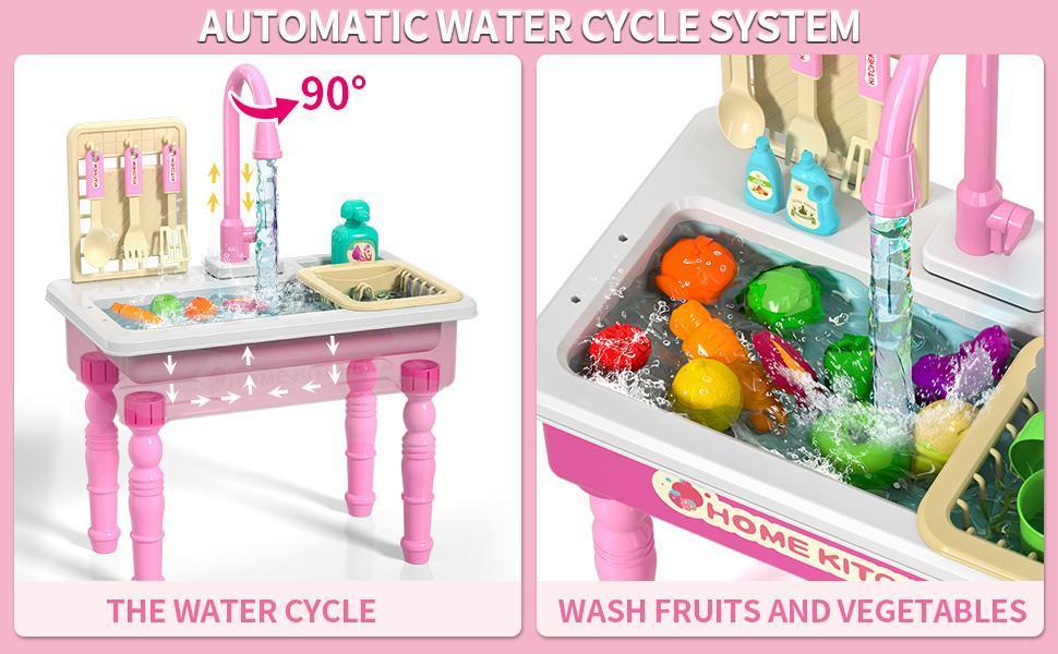 Play Sink with Running Water, Pretend Play Kitchen Sink , Realistic play set learning cookingset Plastic Toy Outdoorfu, Summervibes tiktokshopspringglowup,summervibes outdoorfun