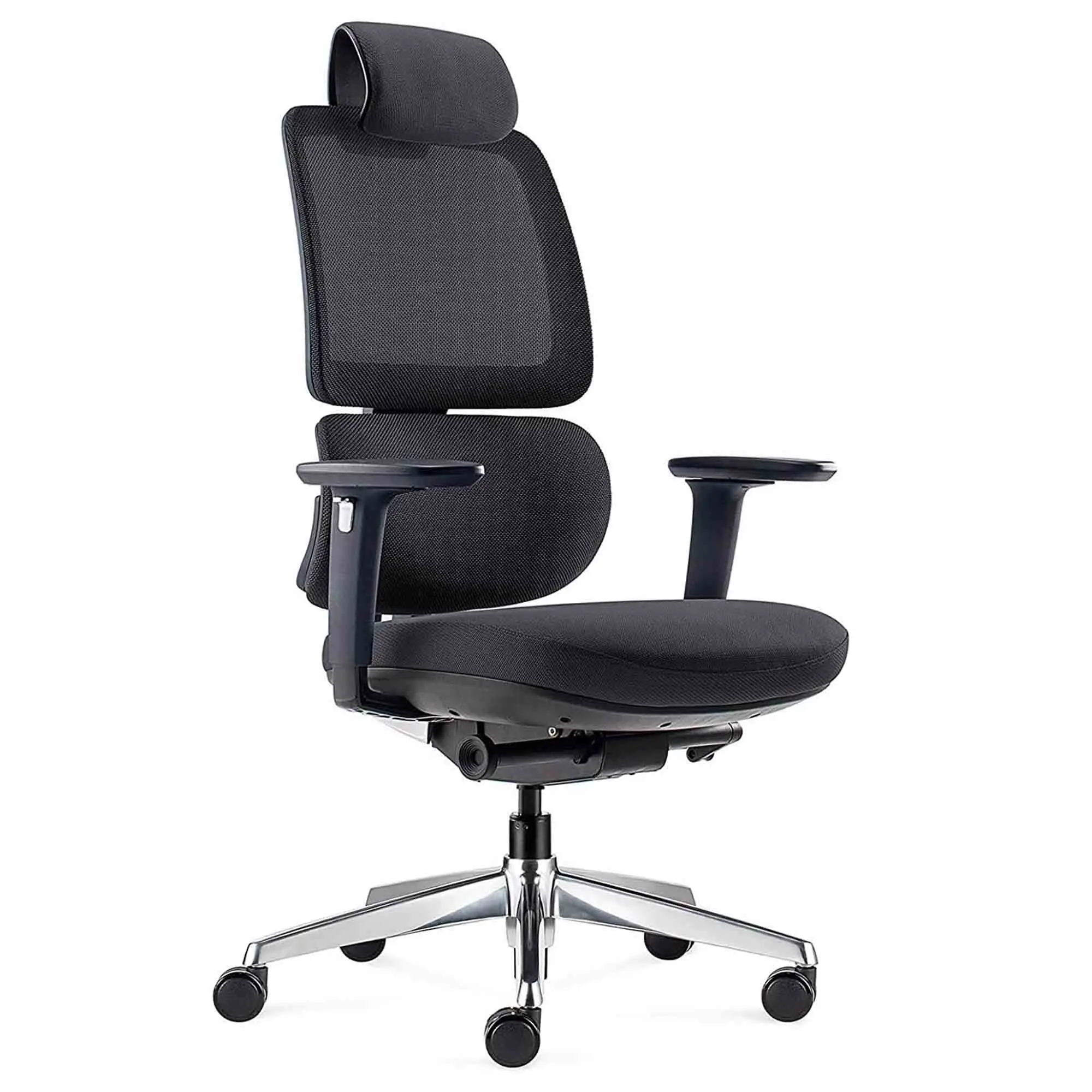 ALFA Orbert Ergonomic Office Chair – 24-Hour Black Task Chair for Back Pain Relief | Adjustable Backrest, 3D Armrests, and Synchro-Tilt Mechanism