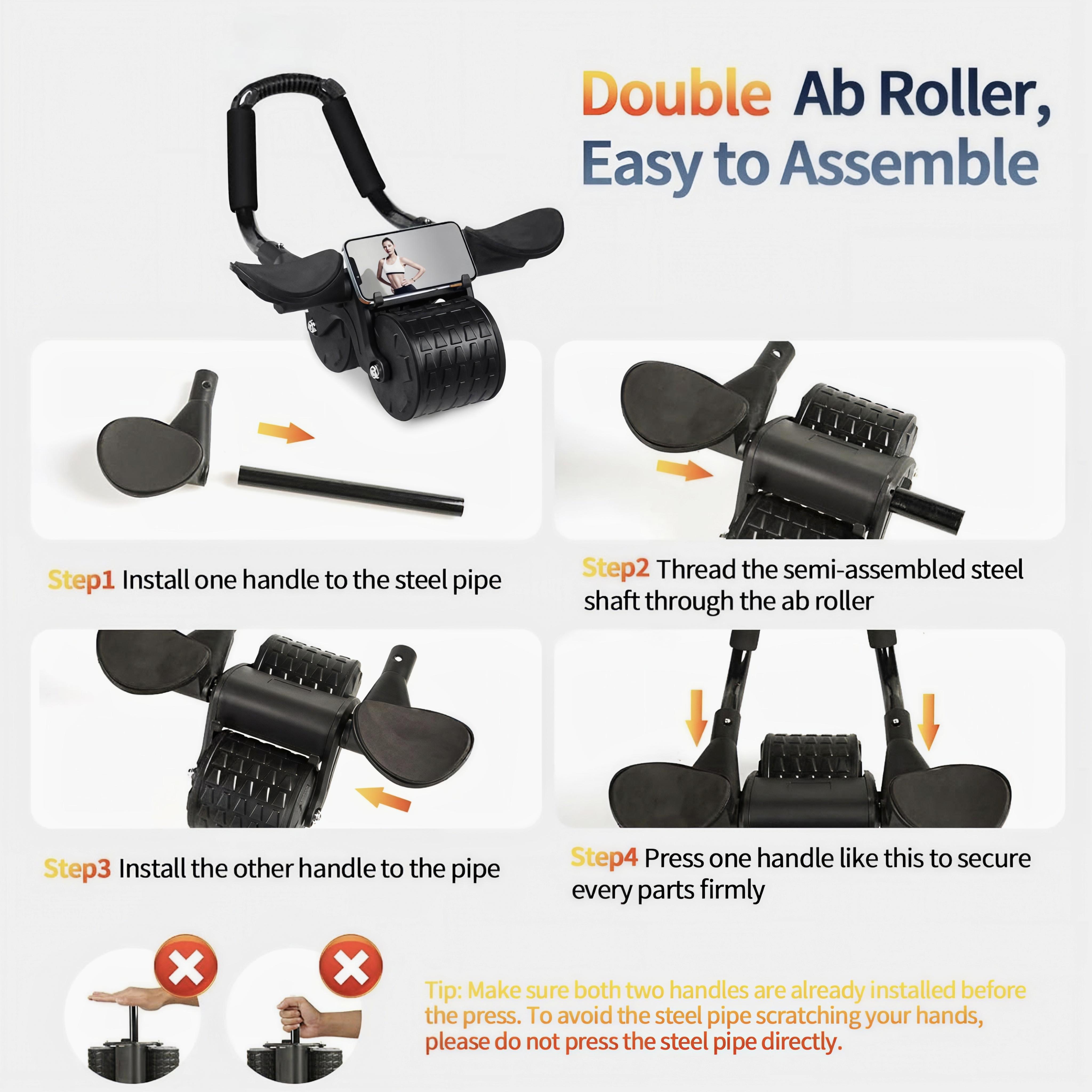 Ab Roller Wheel with Elbow Support, Automatic Rebound Ab Roller for Abdominal Exercise Machine,Abs Workout Equipment,Trainer Fitness Belly Training for Men & Women #abrollerwithelbowsupport #outdoor fun #tiktokmadebuymit #fitnessmusthaves #homeworkout fat