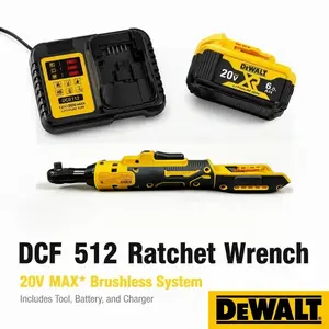 DEWALT DCF512 20V MAX XR Cordless 1/2" Ratchet Wrench Power Tool 95N.m Max Torque 0-250RPM For Tight Space Bolt Fastening Auto Repair Mechanical Maintenance And Furniture Assembly With 6.0Ah Battery Kit