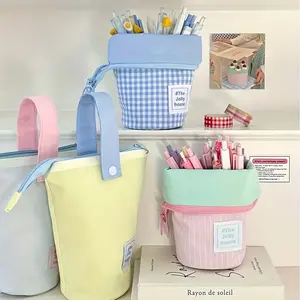 Macaron Color Foldable Pencil Case, Office Supplies, Fashionable Durable Large Capacity Portable Student Stationery Box, Perfect Gift for Friends and Family