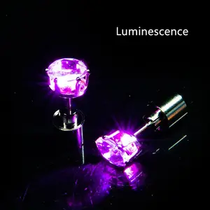 2pcs LED Earrings, Light Up Stud Earrings, Glowing Diamond Crown Pendant Earring for Women and Men, LED Jewelry for Party, Wedding, Birthday, Night Out, Disco