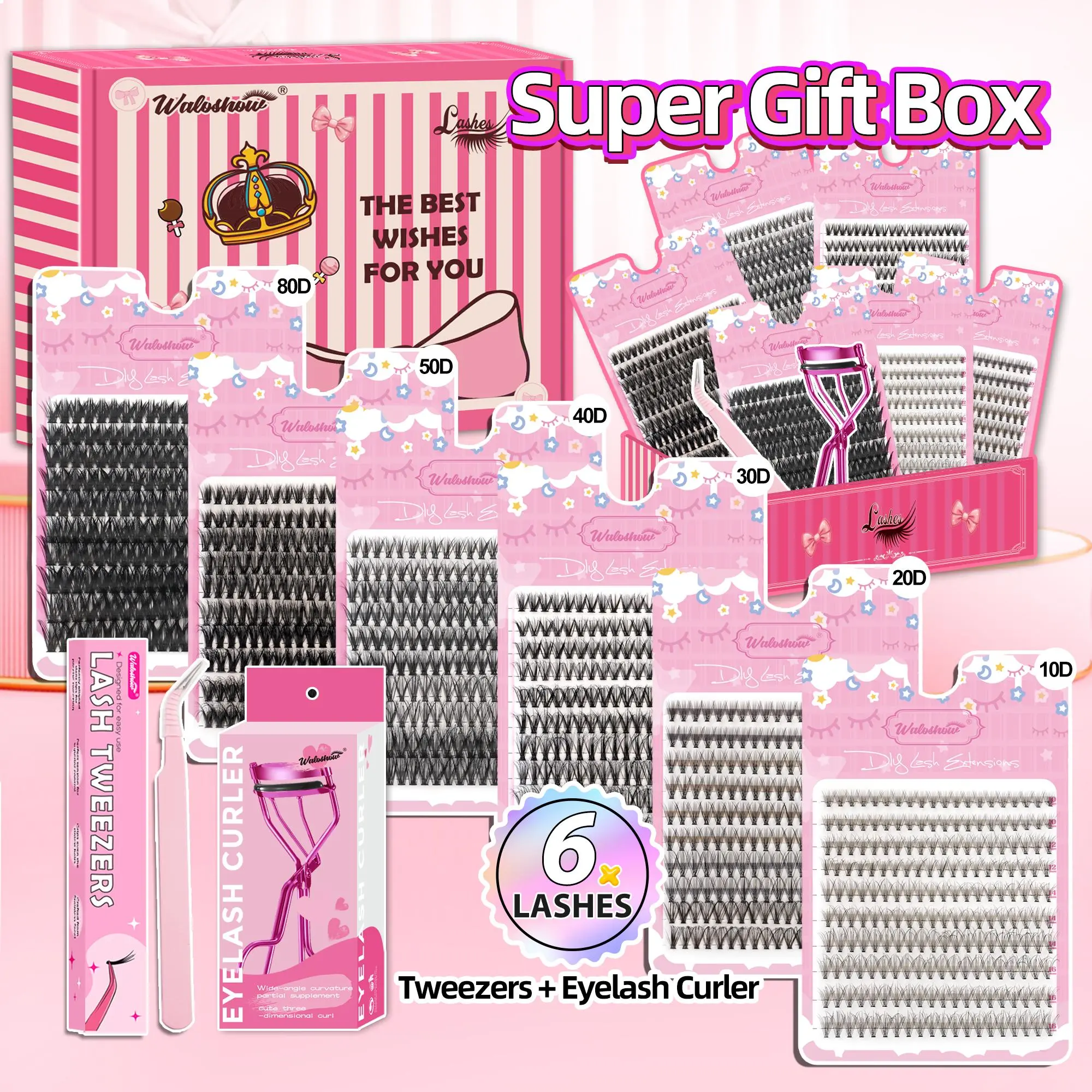 Individual False Eyelash Kit, Lash Extension Kit, 1 Set Natural Self Grafting DIY Segmented Synthetic Eyelash with Lash Tweezers & Eyelash Curler, Makeup Product for Girls, Cosmetic, Eyelash Extensions