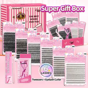 Individual False Eyelash Kit, 1 Set Natural Self Grafting DIY Segmented Eyelash with Lash Tweezers & Eyelash Curler, Makeup Product for Girls