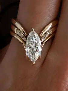 1 PC Elegant Cubic Zirconia Statement Ring For Women For Wedding Engagement Anniversary Party Jewelry Valentine's Day Gift