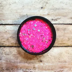 "So Fetch!" Farmhouse Fabrication hot pink glitter used for tumbler making or diy crafts with silver star shapes
