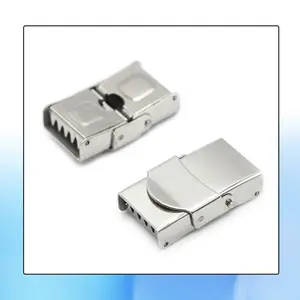 Crimp Jaw Hook Watch Band Clasp, Stainless Steel Fold Over Clasp for Bracelet, Watch Buckle for Leather Silicone Bracelet DIY Jewelry Supply
