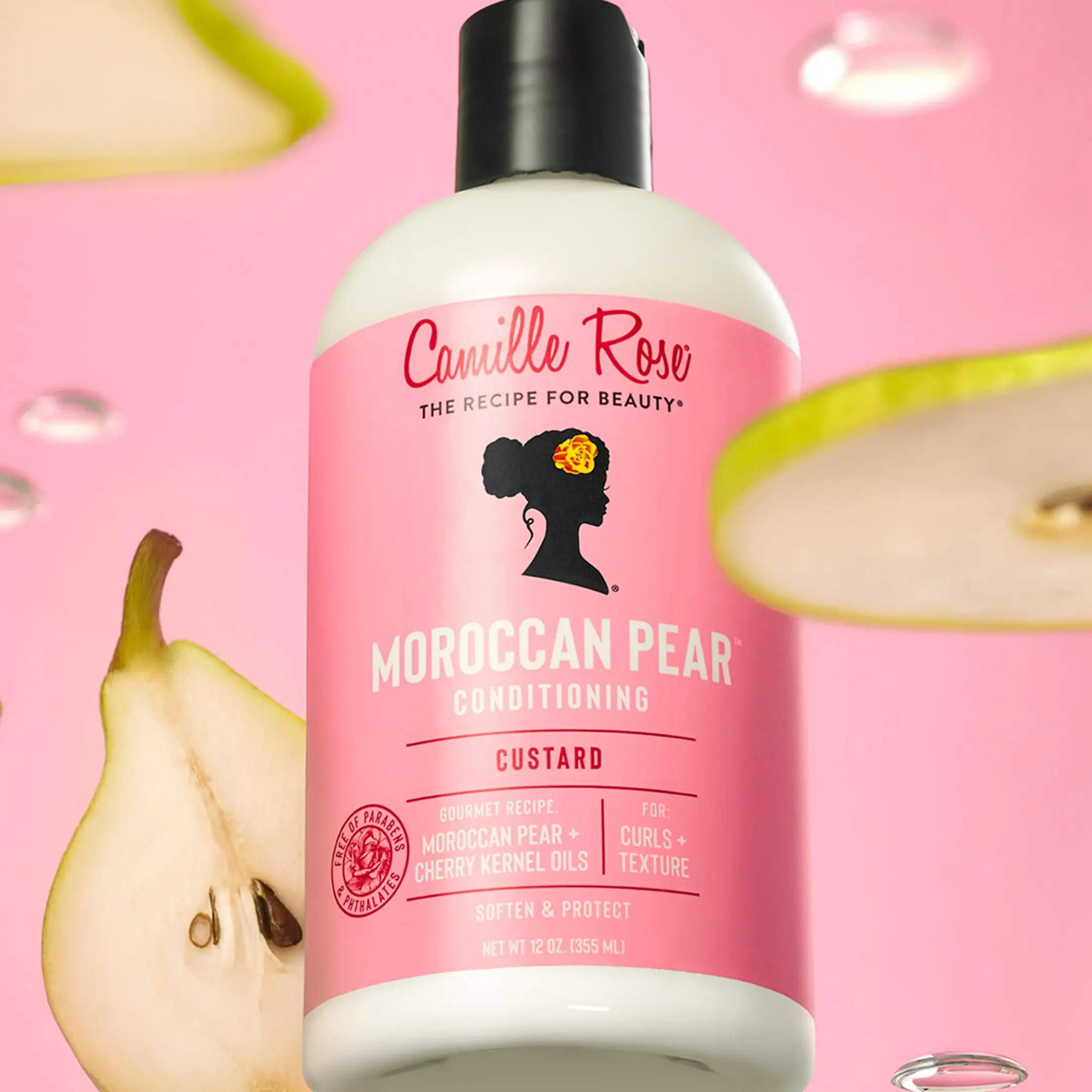 Camille Rose Moroccan Pear Conditioning Custard, 12 oz, Softens, Nourishes & Protects Moisture Barrier