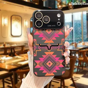 Tribal Geometric Style Aztec Pattern color Phone Case for iPhone Case iPhone 17Pro Max Air 16 15 14 13 12 Large-Window Imitation Liquid Protective TPU Silicone Cover, Protection Durable,Smartphone Shockproof Drop Phone Cases