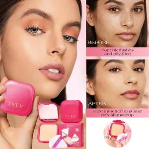 Multifunctional waterproof and oil-control concealer powder, available in 6 colors, comes with a fan-shaped powder puff to cover dark circles, acne marks and tear marks, create a silky muscle base, beauty camera effect, Makeup