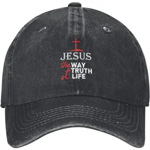 Jesus The Way Truth Life Hat Christian Cross Jesus Christ Faith Golf Dad Hats Retro Baseball Cap