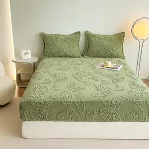 Butterfly Embroidered Bed Sheet Set, Soft Polyester Fabric, Includes 1 Fitted Sheet & 2 Pillowcases, Ideal for Bedroom Dorms