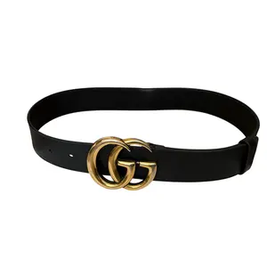 Pre-owned Gucci GG marmont black leather belt size 7028 authentic with COA