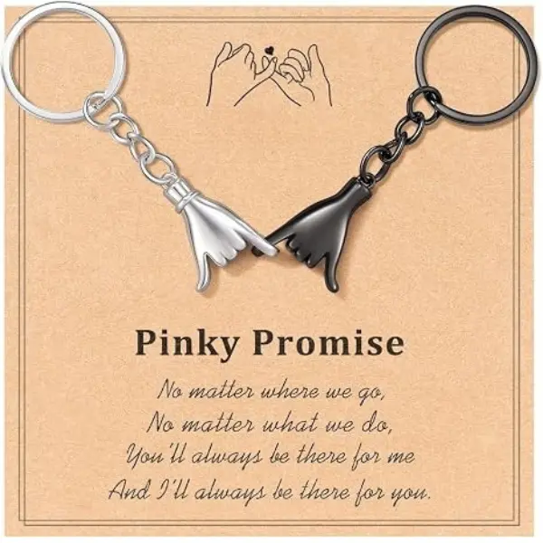 Halloween Fall Gift Pinky Promise Matching Keychains for Couples, Cute His and Hers Keychain Set, Romantic Anniversary & Birthday Gift for Boyfriend, Girlfriend, Husband or Wife