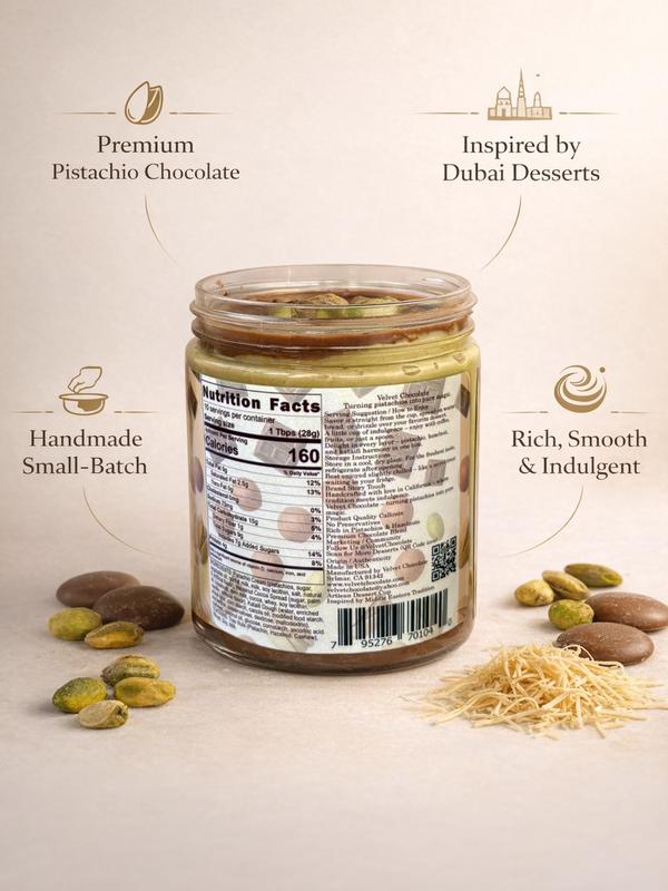 JARWIN Dubai Jar 10oz Premium Pistachio Cream with Kunafa & Chocolate Hazelnut Layers | Handmade Luxury Dessert Jar | Middle Eastern Inspired Gourmet Spread | Perfect Gift, Premium Pistachio Hazelnut Indulgence