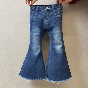 Girl Bell Bottom Jeans blue girl denim pant toddler jeans party wear adjustable waist